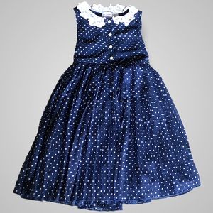 SOLD ON Ⓜ️ Blueberi boulevard Girl Navy Blue Polka Dots Dress